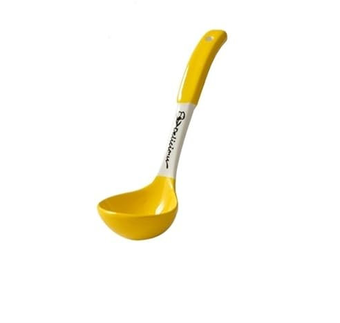 CAFIEDR Cuchara sopera de cerámica Colorida, cucharón sopera, cucharas de cerámica Chinas, cucharas Grandes de Porcelana Profunda de Alta Resistencia, 1 Pieza, Cuchara (Un Color Amarillo)