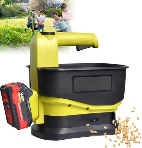 ELIKBH Spanditore Alimentato a Batteria, Spanditore per Semi Portatile da 5,5 Litri, Spandiconcime Portatile per Semi, mangime e Fertilizzante