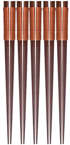 CSSQCSSUANB Palillos, Palillos Chinos Chopsticks Natural Wood Japanese Chopsticks Gift Set5 Pairs Wooden Chopsticks Reusable Dishwasher SafeHandmade Korean Sushi Chopsticks for Restaurant Home D,B(E)