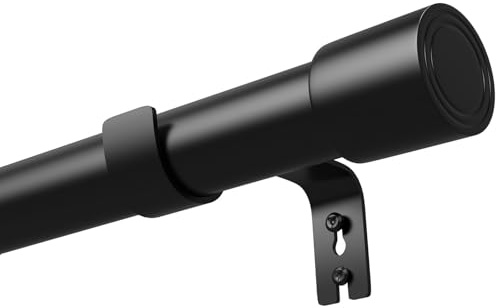 Asta per tende allungabile, 3 m, in acciaio inox, regolabile, colore nero, con pomelli per camera da letto, sala da pranzo, 110-410 cm