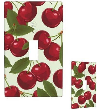 Einzel-Kipp-Lichtschalter-Abdeckungen, Kirschfrucht-Wandplatte, Einzel-Kippschalter, Wandplatte, dekorative 1-Gang-Wandschalter-Abdeckungen, Standardgröße 11,4 x 7 cm