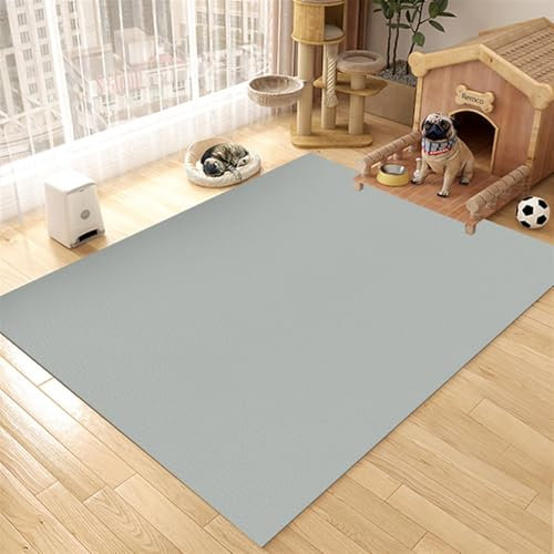 GIBZ Futternapf Unterlage Großes für Katzen Hunde Futtermatte Rutschfestes Kunstleder Fütterung Matte Wasserdichtes Napfunterlage, Dicke 4 mm Graugrün 60x90cm