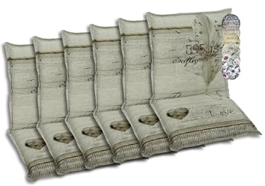 GO-DE Textil Bequeme und attraktive Polsterauflagen für Niederlehner-Gartenstühle (6er-Set, Feder beige, Niederlehner)