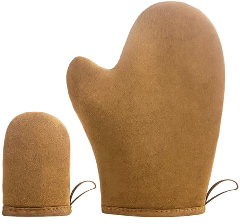 2 Piezas Guante Autobronceador Corporal, Self Tan Mitt Aplicador Autobronceador, Cuerpo Manopla, para Crema Autobronceadora Cuerpo y Acelerador Potenciador Bronceado-Marrón