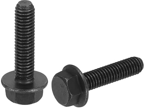 sourcing map Metric Flange Hex Cap Bolt M6-1.0x25mm 30pcs | Fully Thread DIN 6921 Flanged Bolts Hexagon Screws Carbon Steel Black Oxide Plated Black
