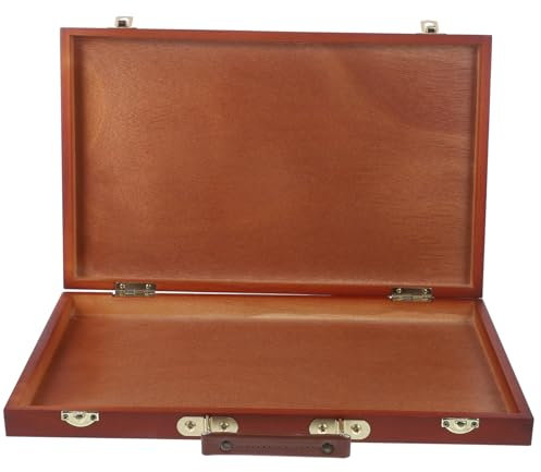 Angoily Holzmalerei-Box Handlich Mit Deckel Tragbarer Europäischer Malkoffer Aus Glattem Holz Vielseitige Aufbewahrungsbox Für Stifte Pigmente Und Malutensilien Für Künstler Und Schüler Un