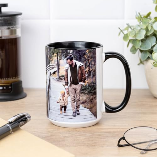 Wanapix | Taza XL Personalizada con Foto y Texto | Capacidad de 440ml | Taza Grande de Cerámica con Diseño Único | Regalo Original | Apta para Microondas | Interior y Asa Color Negro