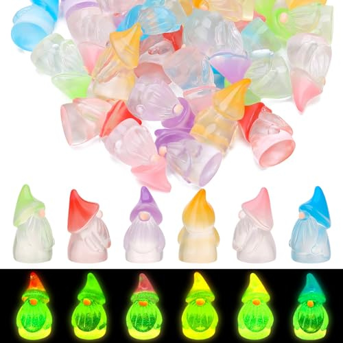 GGSTDDUP 30 Pcs Luminous Mini Resin Gnomes, Tiny Gnomes Fairy Garden Statues Glow in The Dark Miniature Gnome Figurines Decor for Landscape, Outdoor, Patio, Yard, Lawn (6 Colors)