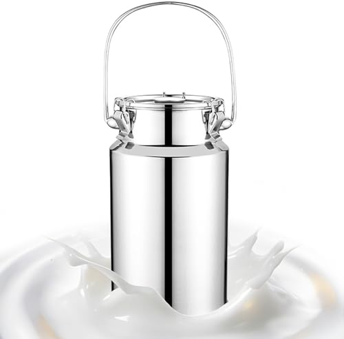 Adima Tote Jug 201 Stainless Milk Bucket Airtight Storage Milk Cans with Silicone Sealed Lid for Liquid Storage and Transport Liquid Container Storage,5L