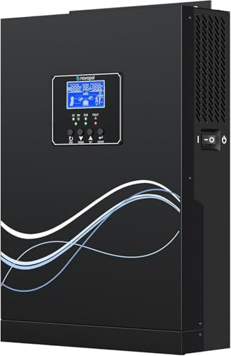 NOVOPAL 2500W Hybrid växelriktare 24 V DC till 230 V AC off Grid Pure Sinus omvandlare med 80A MPPT maximal PV-laddningsregulator 450 V DC, lämplig för bly-syra eller litiumbatterier