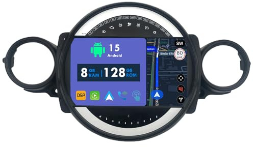 RoverOne Estéreo CarPlay 8G+128G para BMW Mini Cooper R56 R60 2007-2014 con Android Auto Radio GPS Navi Bluetooth RDS WiFi Pantalla Táctil Unidad Principal Reproductor