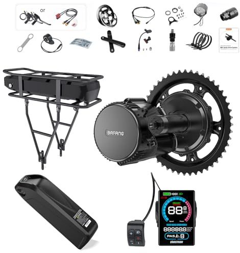 BAFANG 500W 36V BBS02B Kit de Conversion pour Vélo Électrique avec 15,6Ah Batterie et VD618 Afficheur, Moteur Central G340 pour Vélos de Montagne avec Boîtier de Pédalier BB68mm