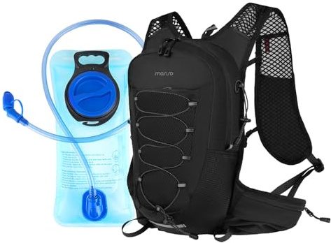 MOSISO Gilet Zaino Idratazione Running con Sacca d'Acqua 2L, Pacco Leggero con Cinghie Elastiche e Tasca Frontale, Zaino Giornaliero Impermeabile per Escursionismo Trail Arrampicata Gare Ciclismo,Nero