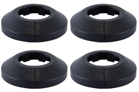 Gurtt 4 Stück Wasserrohrabdeckungen, 25 mm (0,98 Zoll) Kunststoff-Rohrmanschetten für Heizkörper und Wandverkleidung, hitzebeständig, korrosionsbeständig, schwarz