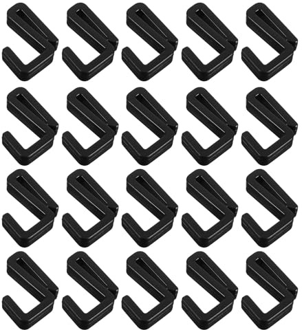 ANDRESLAD Lot de 20 Crochets en Plastique Forme de S Noirs Faciles à Installer pour Suspendre Ustensiles la Cuisine et Bureau Compatible Tubes Ronds et Carrés