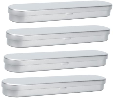 CIMAXIC 4 Pcs Sponge Metal Pen Box Square Iron Pencil Box for Students
