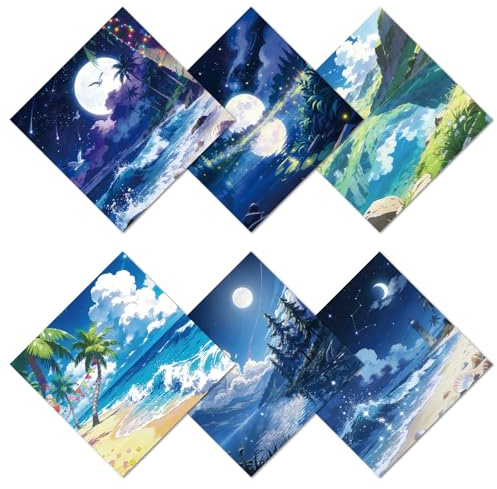 CREATCABIN 6 Stück Brillenputztuch Mikrofaser Reinigungstuch Mit Landschaftsmotiv Wildlederfaser Brillenreinigungstücher Weiches Waschbares Mikrofasertuch Wiederverwendbar Für Kameras Laptop 16x16cm