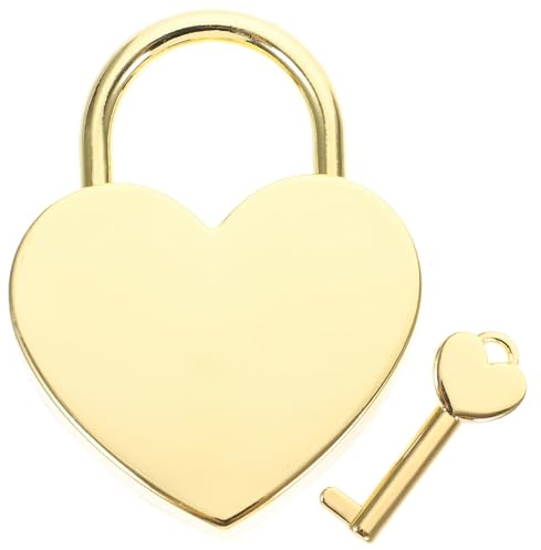 Toyvian Candado de Corazón Grande Dorado con Llave, Candado Pequeño para Equipaje y Bolsos de Viaje, Cerradura Segura para Joyas, Mochilas y Diarios, Accesorio Ligero para Protección