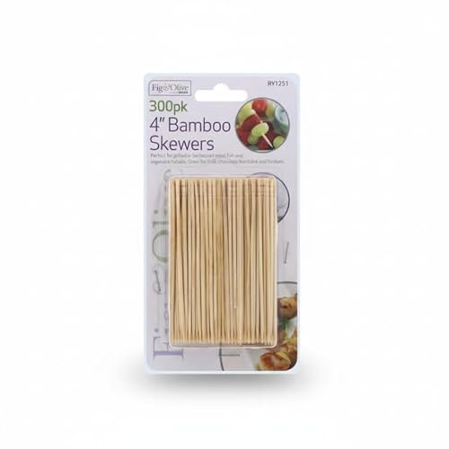 A2Z Lot de 300 brochettes en bambou naturel de 10,2 cm pour barbecue, brochettes, apéritifs, brochettes de fruits, plateaux de fête, traiteur, pics de cuisine jetables