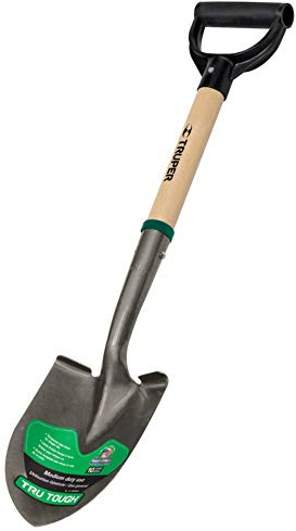 Truper 31196 Tru Tough 19-Inch Short D-Handle Round Point Shovel, 19-Inch Wood