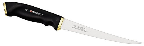 Marttiini Finnisches Filetiermesser, Klinge 19 cm, Kautschuk-Griff, Lederscheide