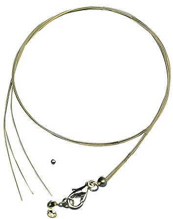 Rayher 2226606 Schmuckdraht-Collier, 0,4 mm ø, 50 cm, m.Karab.+ Quetschp., SB-Btl 1 Stück, gold