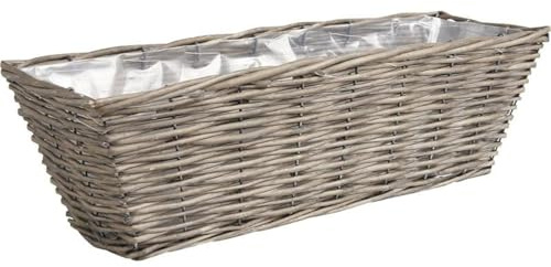 AUBRY GASPARD - Jardinière en Osier Gris - Longueur 40 cm x Profondeur 15 cm x Hauteur 14 cm - Doublure Plastique Imperméable - Forme Rectangulaire - Décoration Intérieure - Poids 0,33 kg