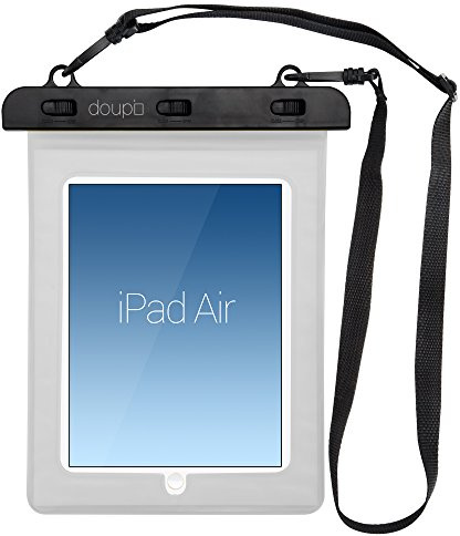 doupi Custodia Impermeabile del Telefono 280x210mm per 10 Pollici, Funzione Touchscreen Borsa da Spiaggia, Bianco