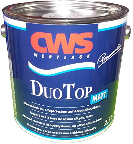 CWS CD Color Duo Top Matt, 2,5 L weiss, Matter Allroundlack auf Alkyd-Silikon-Basis. Lösemittelbasiertes Ein-Topf-System zur Grund- und Decklackierung im Innen- und Außenbereich.