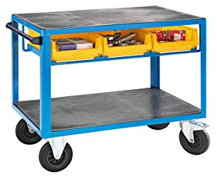 eurokraft | Montagewagen | Tragfähigkeit 500 kg | mit 3 PE-Kästen als Schubfächer | LxBxH 1130 x 700 x 895 mm