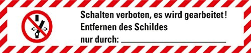 LEMAX® Wartungsaufkleber Schalten verboten...,Pikto ASR/ISO, Folie, 100x20mm, 7/Bogen