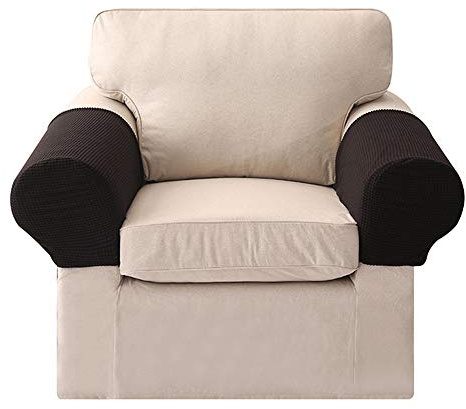 LERTREE 1 Paar Sofa-Armlehnenschoner, elastisch, abnehmbar, Schwarz