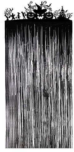 FINGOOO Large Halloween Door Curtain, Hunted House Foil Decor Entrance Curtain, 3.3 X 6.5 Feet