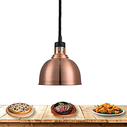 Lampe Chauffante 250W, Télescopique Lampe Infrarouge Lampe Cuisine Lustre pour Buffet Chauffant, Commercial Lampe de Chauffante des Aliments, 250mm, Acier Inoxydable