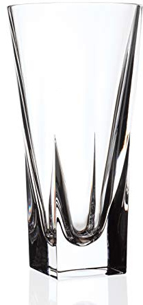Barski Vase - Crystal Glass - 12 H - for Flowers - Roses - Square Bottom - Round Opening - Made in Europe