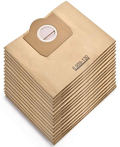 Rebirthcare 15 Stück WD3 Staubsaugerbeutel für Karcher 6.959-130.0 Papier Filtertüten Beutel 1629 MV3 A2201/2204/2504/2554/2251/2604 Filterbeutel Staubsaugertüten Staubbeutel Paperbags