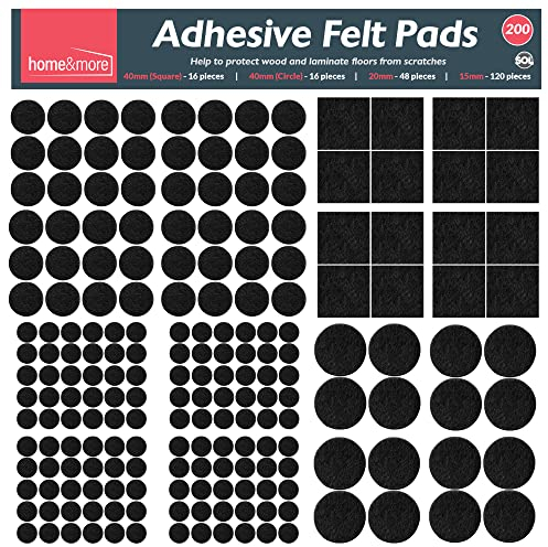 SOL 200pk Felt Pad for Furniture Feet – Felt Floor Protectors for Chairs & Furniture Legs – Chair Leg Floor Protectors to Protect Hardwood Floors