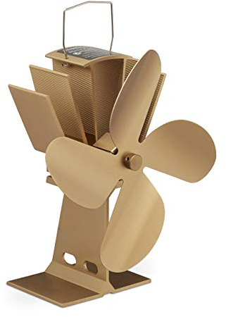 Relaxdays Oven Fan Without Electricity Ventola per Stufa Senza Elettricità, Silenzioso, Ventilatore per Camino & Forno, Accessorio, 4 Pale, Bronzo, Alluminio, 1 pz