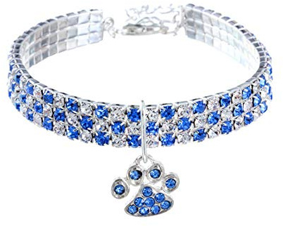 RayMinsino Haustierhalsband mit Diamanten, verstellbarer Kristalldiamant elastischer Herzklauenanhänger Hochzeitskatze und Hund kleiner Haustierhalskettenschmuck