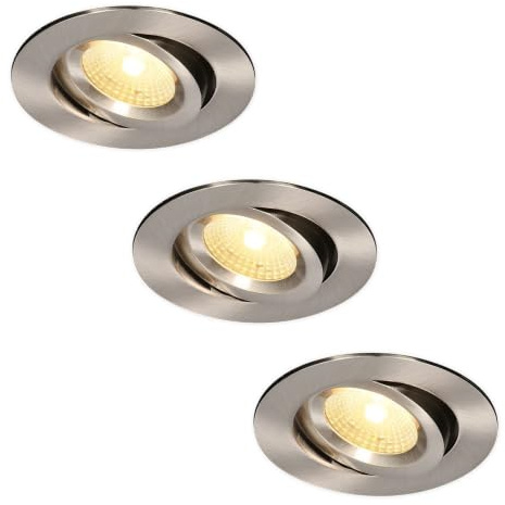 HOFTRONIC - 3er LED Einbaustrahler 230V Edelstahl IP44 Wasserdicht Dimmbar Schwenkbar 2700K Extra Warmweiß 3x8W 3x650 Lumen Bad Einbauleuchte Einbauspot für innenbereich und Außenbereich
