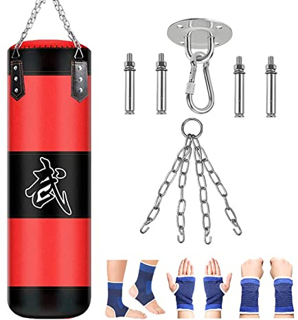 Sac de Frappe Boxe Suspension Kit - Adulte Lourd MMA Punching Muay Thai Arts Martiaux Kickboxing (Non Rempli) Boxe Chaine Punching Bag Sac de Frappe Durable