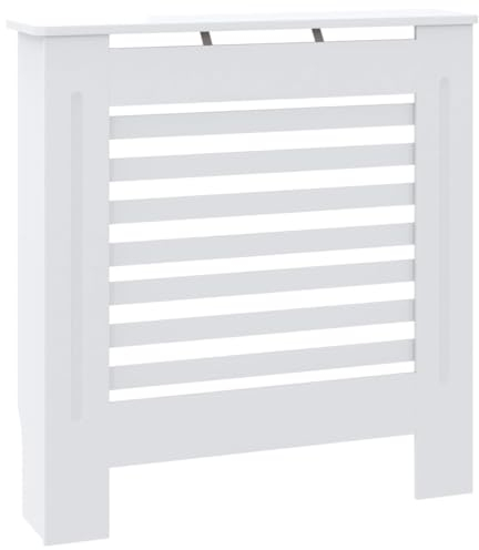 vidaXL Cubierta para Radiador, Armario de Pared para Calentador, Estante para Libros Adornos, Mueble Tapa de Calefacción de Salón, MDF Blanco
