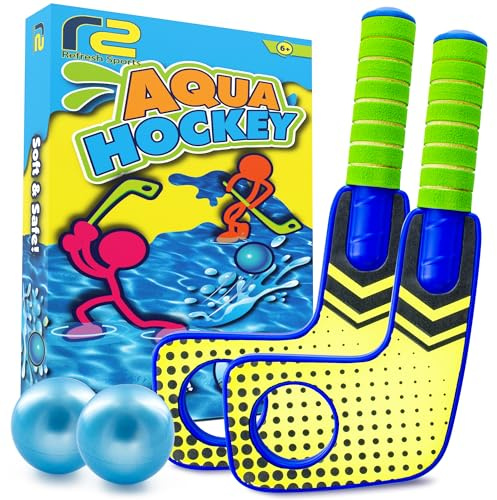 Aqua Hockey Sticks Pool Games - Pool Toys for Kids & Hockey Gifts for Boys - Water Toys Knee Sticks Set Beach Games - Pool Gifts for Boys & Girls - Swimming Toy for Kids Ages 4-8 & 8-12 Year Old