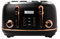 Haden Heritage Black Toaster 4 Slice - Adjustable Browning Control, Reheat and Defrost Functions 4 Slice Toaster - Stainless Steel Toaster 4 Slice - Self-centring Function - 1370-1630W