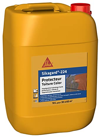SIKA - Hydrofuge coloré pour toiture - Sikagard 224 - Terre Cuite - 10L | Protège, imperméabilise et laisse respirer le support - Pour couverture - Prêt à l'emploi - Résistant UV - 30 à 60m²