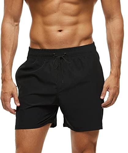 EDOTON Bañador Hombre para Hombre con Bolsillo con Cremallera Impermeable de Secado Traje de Baño Rápido Pantalones Cortos de Baño con Cordón Ajustable