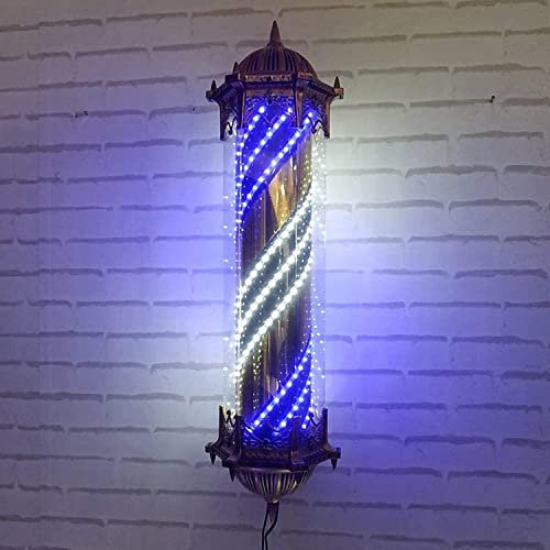 AAOTE 35 Barber Pole LED Light, Outdoor Classic Style Hair Salon Barber Shop Sign, Bandes LED Rotatives Rouge Blanc Bleu pour Salons de Coiffure et Salons de Beauté 22.10.5 (Color : C)