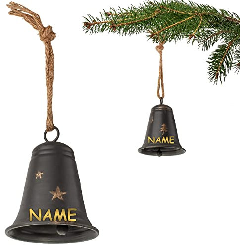 alles-meine.de GmbH große - Metall Glocke/Klingel - 14 cm - inkl. Name - wetterfest - Winter & Weihnachten - zum Aufhängen & Hintellen - Deko - Glöckchen Klocken Jingle Bells G..