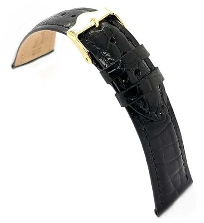 Diloy Bracelet montre véritable cuir crocodile bombé P332 | Bracelet cuir premium homme ou femme, style classique élégant, 4 mm, doublure hypoallergénique, changement rapide ou outils