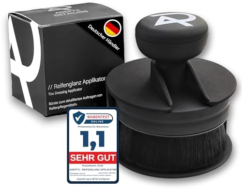 ADEPTX DETAILING Reifenglanz Applikator Bürste - Premium Soft-Touch Oberfläche (Schwarz, Matt) - Detailing Pinsel Tire Dressing Applicator - für glänzende Autoreifen - Professionelle Reifenpflege